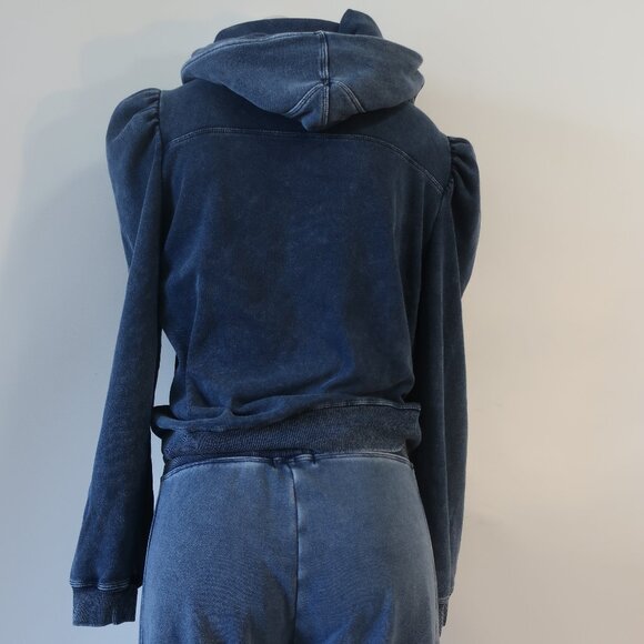 Generation Love Karlie Denim Blue 2Pc Set Puff Slv Hoodie Top/S Jog Sweatpants/M - Picture 8 of 11